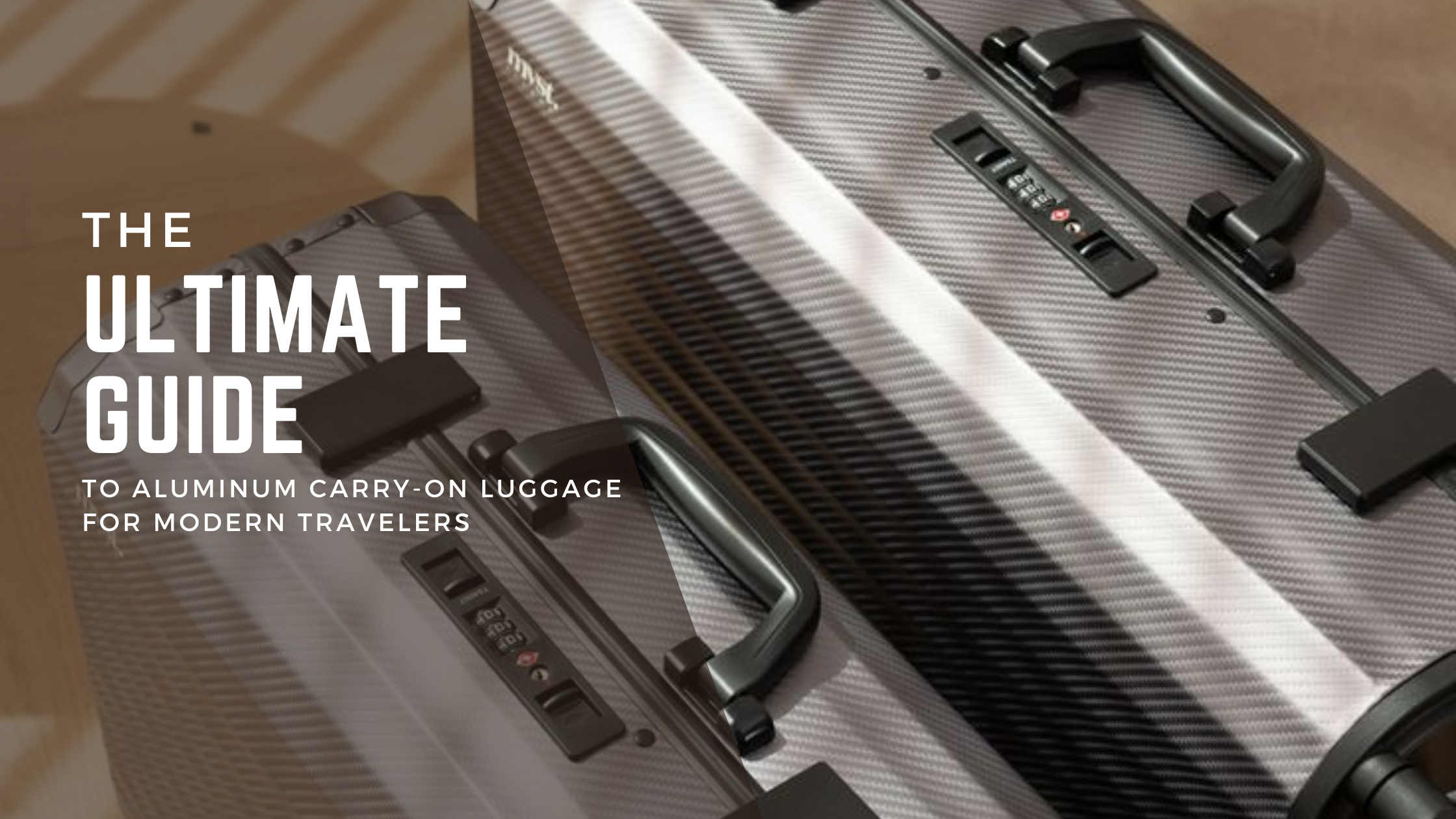 "Two sleek aluminum suitcases side by side, showcasing their modern design, durable construction, and TSA-approved locks. Perfect for both carry-on and checked luggage needs, these suitcases highlight the elegance and functionality of Armus Luggage."