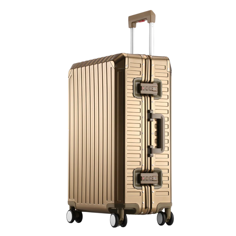Durable gold aluminum suitcase for luxury trips