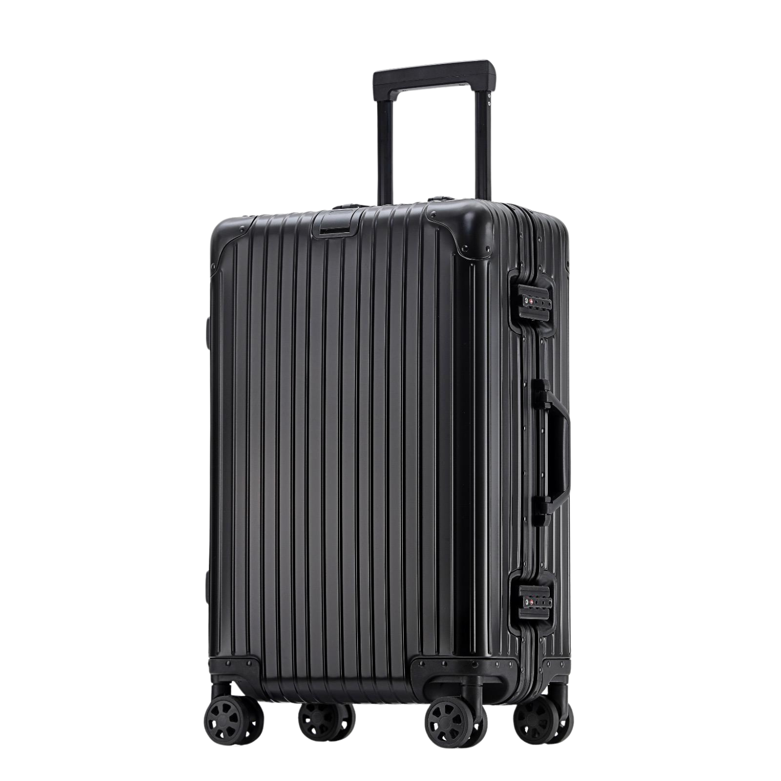 Durable black aluminum suitcase for secure storage