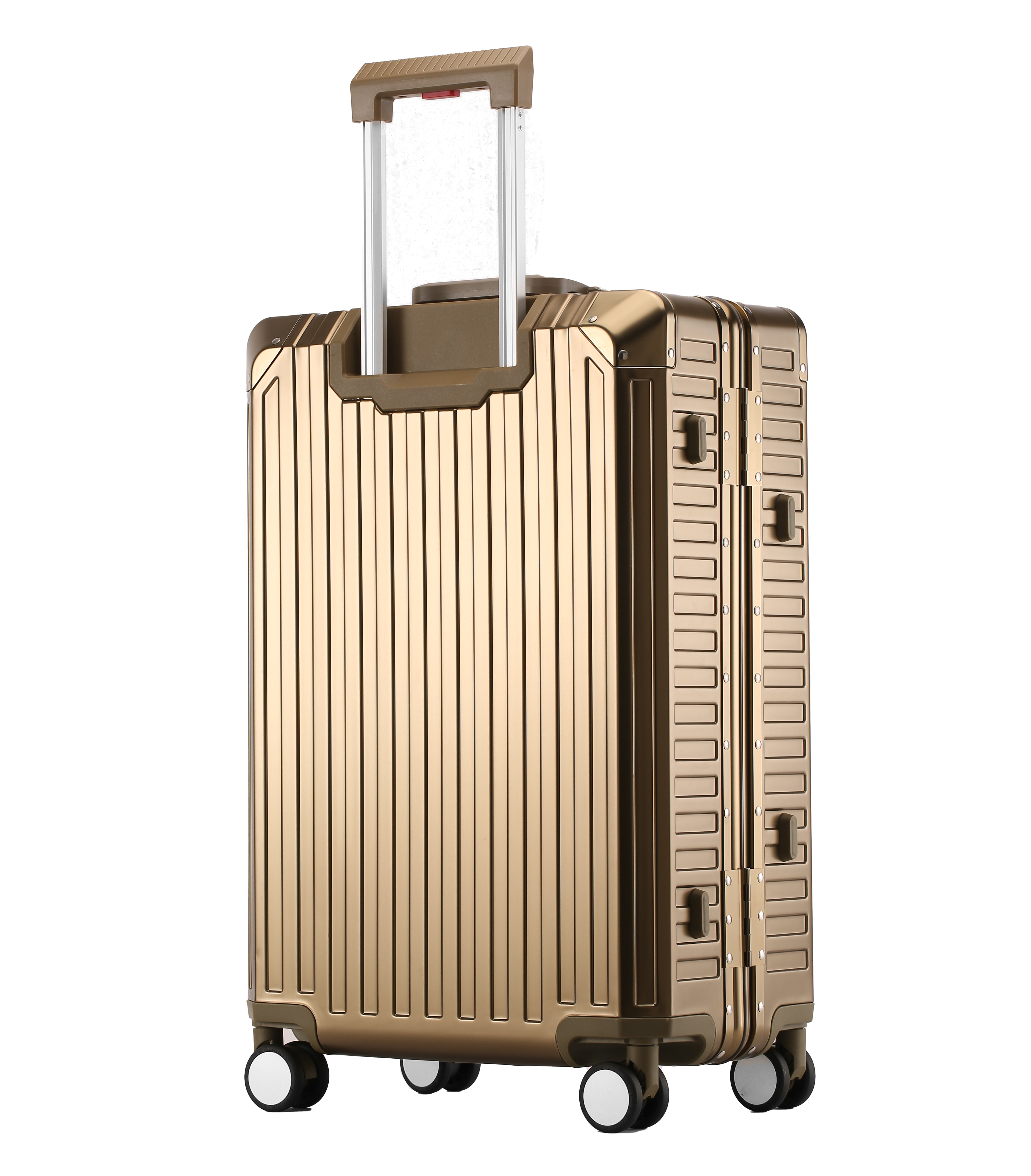 Elegant gold aluminum suitcase for secure and organized packing