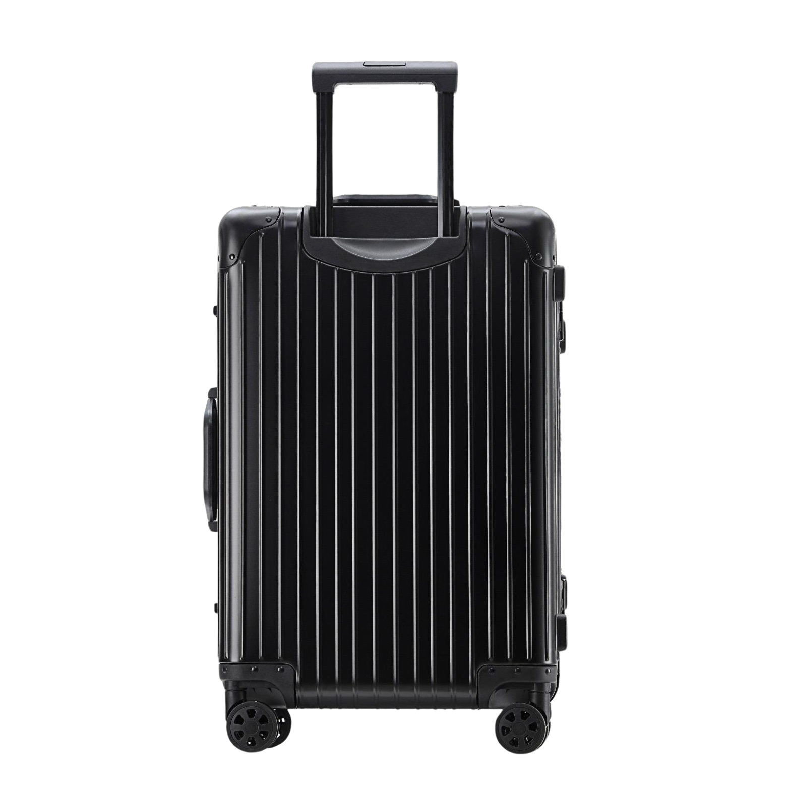 Elegant black aluminum suitcase with a modern design
