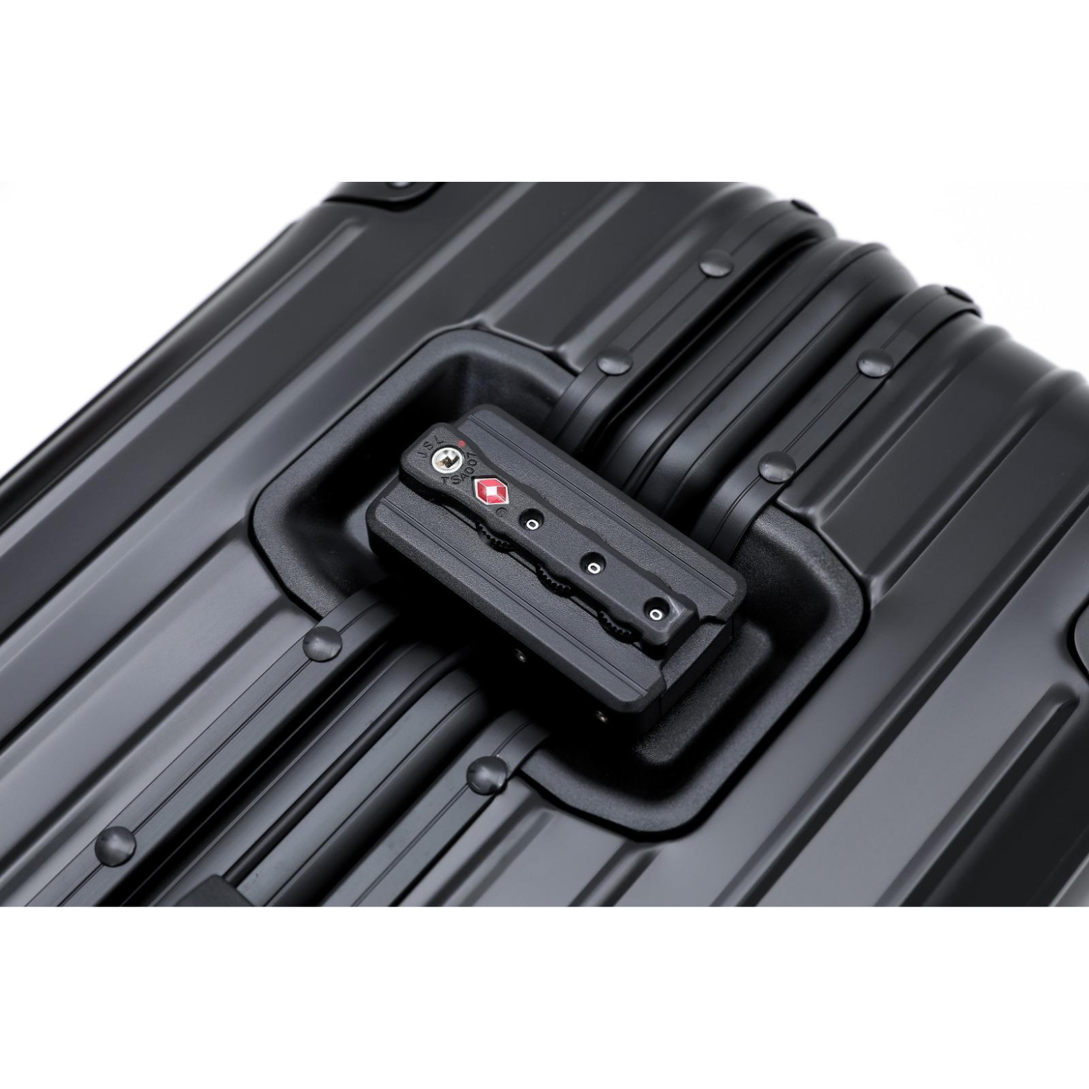 Premium black aluminum suitcase for luxury trips
